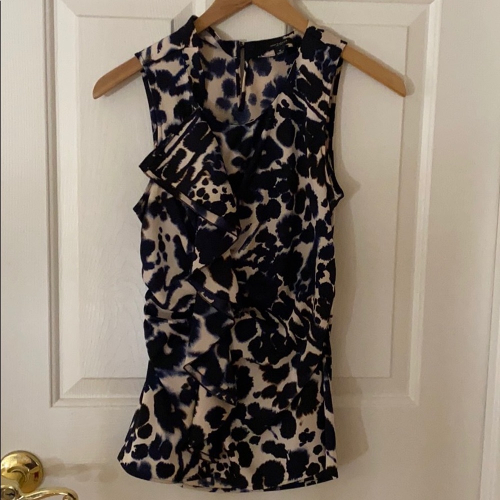 Ann Taylor Animal Print Tank with ruffle size 0